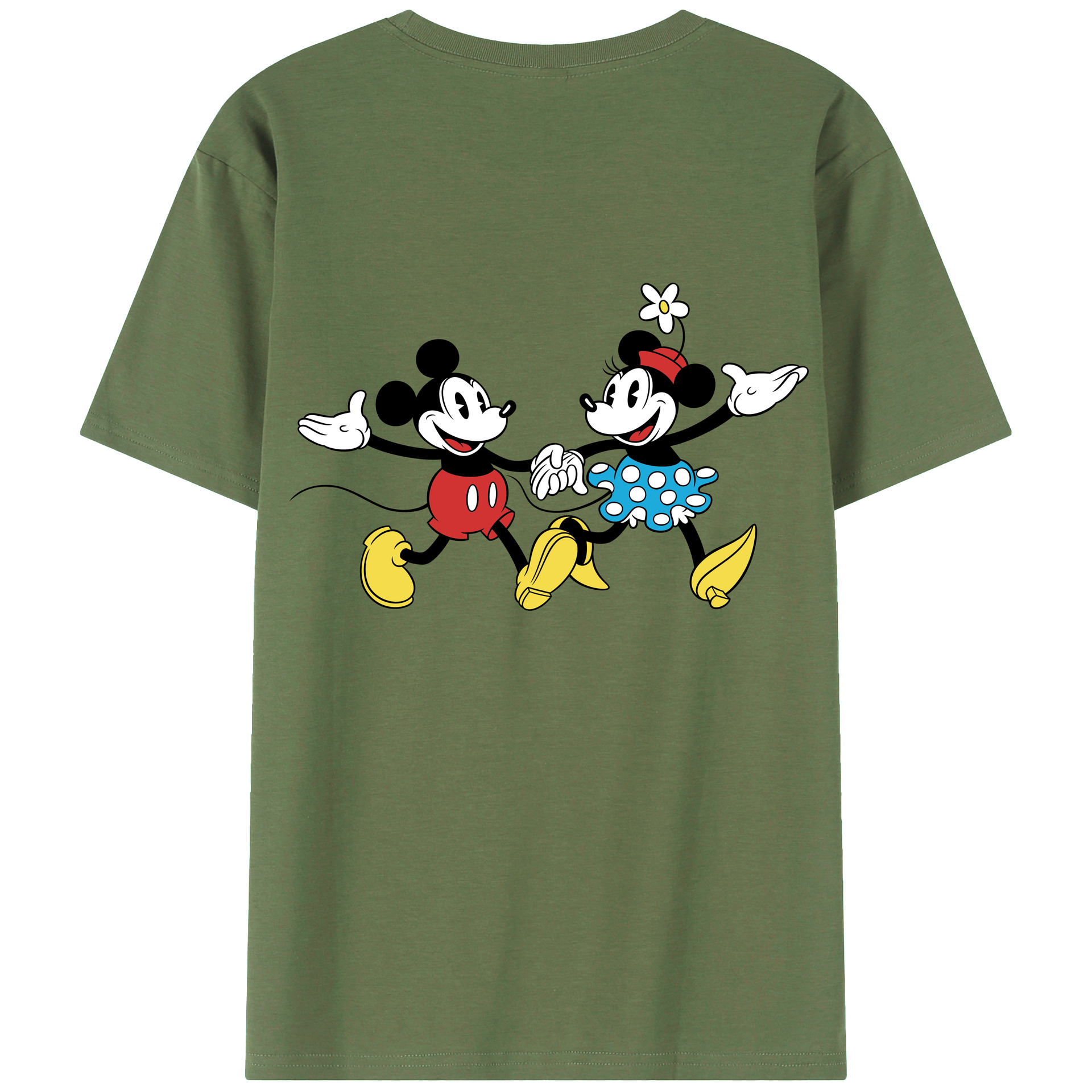 ミッキーマウス Mickey Mouse 綿100％ メンズ半袖Tシャツ（バックプリント） 通気性